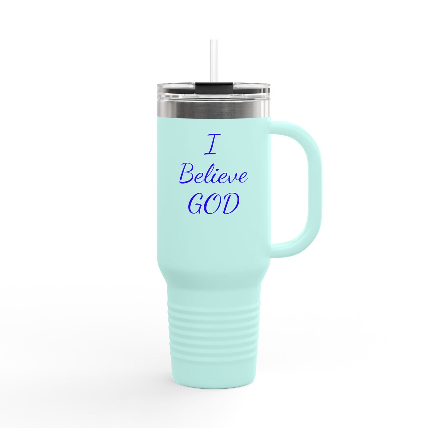 Faith-Inspired Insulated Travel Mug, Perfect for On-the-Go Sips, Gift for Believers, 40oz Coffee Cup for Road Trips, I Believe God