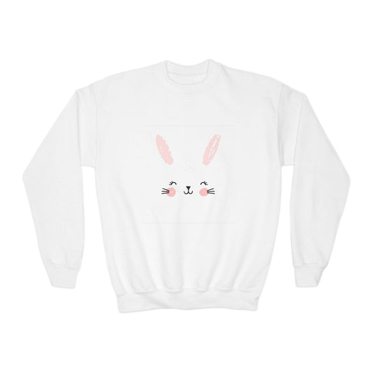 Cute Bunny Youth Crewneck Sweatshirt for Girls