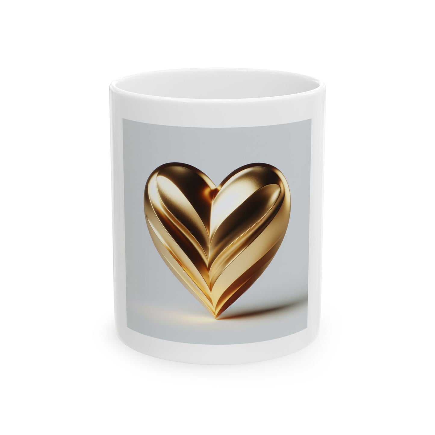 Golden Heart Ceramic Mug | Inspirational Gift, Custom Coffee Mug, Valentine's Day, Home Decor, Unique Present