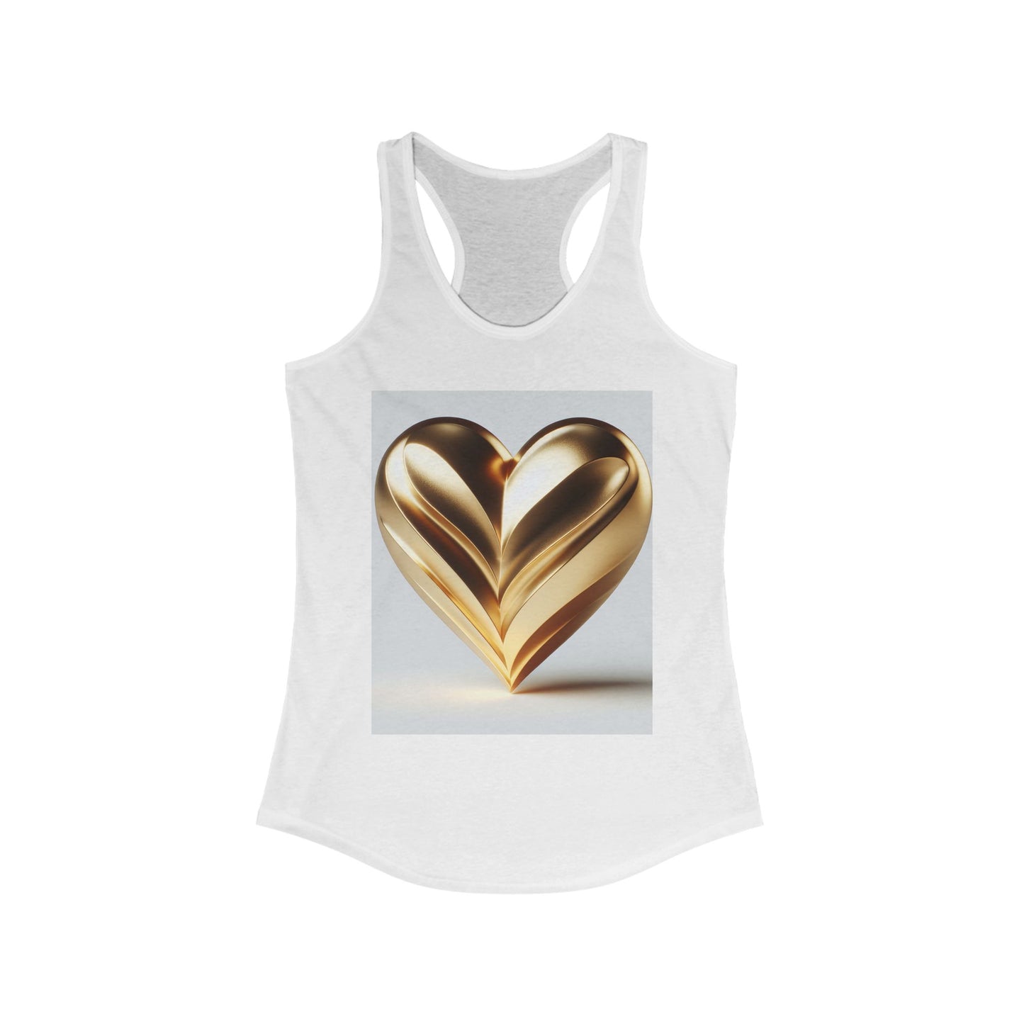 Golden Heart Women's Ideal Racerback Tank | Perfect for Casual Outings, Gym, Gifts, Summer Vibes, Love Celebrations