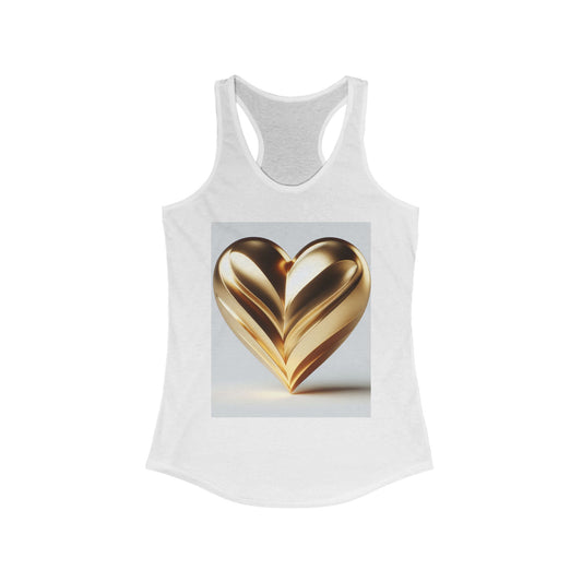 Golden Heart Women's Ideal Racerback Tank | Perfect for Casual Outings, Gym, Gifts, Summer Vibes, Love Celebrations
