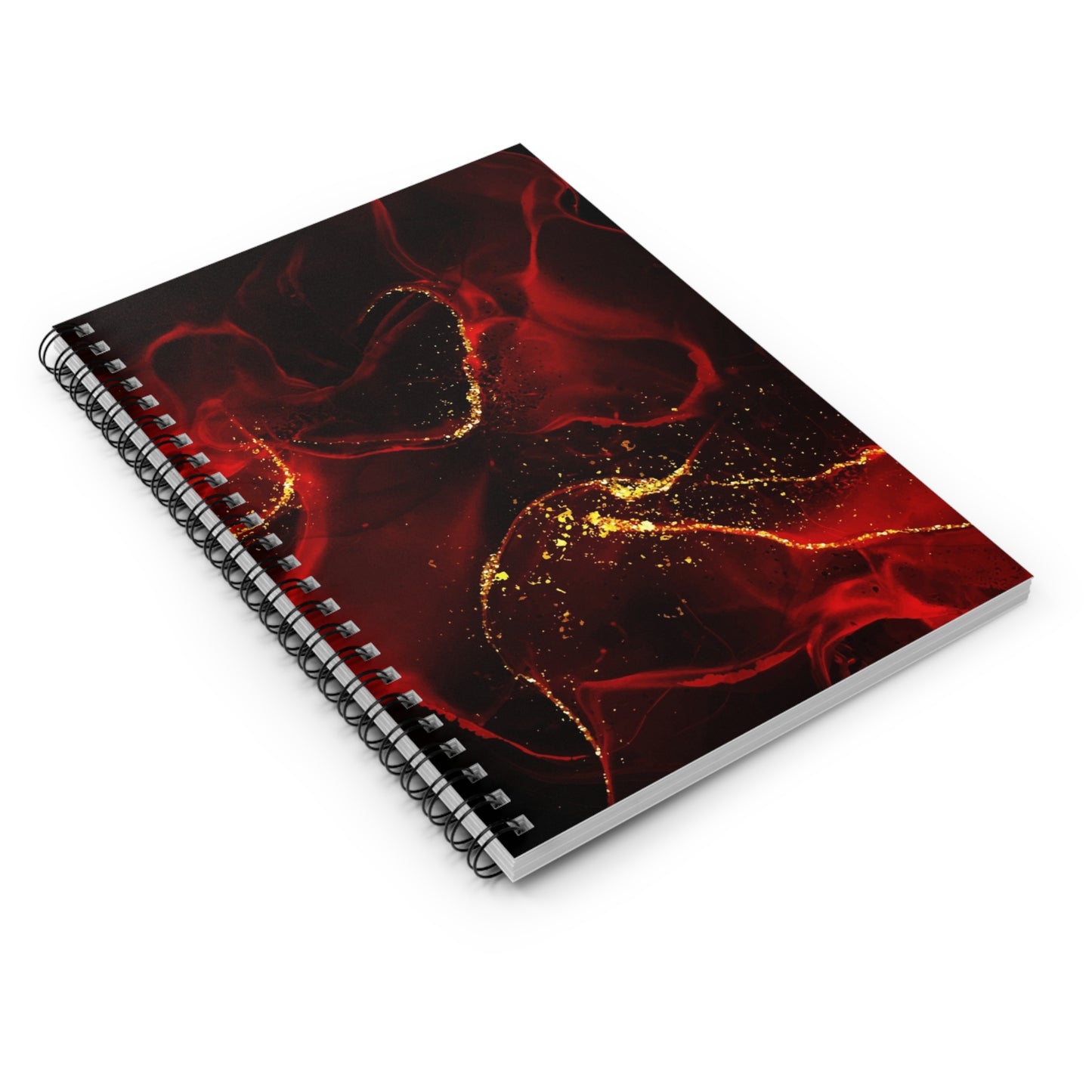 Elegant Red Spiral Notebook - Perfect for Journaling, Sketching, Gift for Writers, Students, Holiday Present, Gold Accents