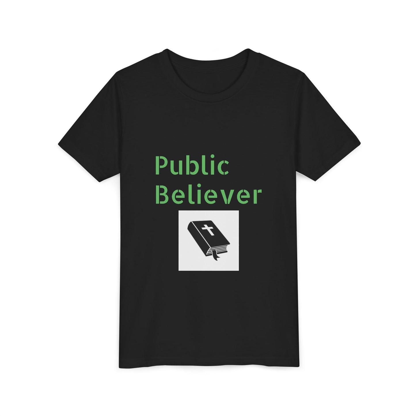 Public Believer Youth Tee | Christian Youth Shirt | Faith-Based Gift | Casual Wear | Sunday School Outfit | Inspirational Top