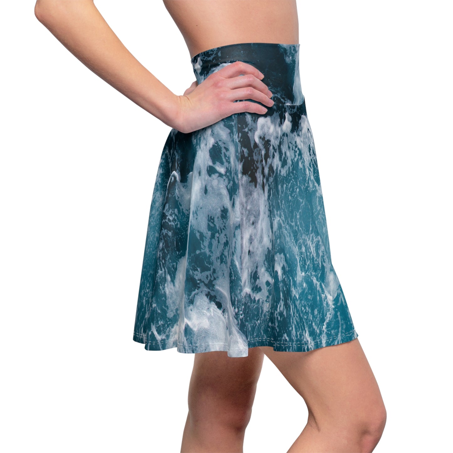 Ocean Waves Women's Skater Skirt, Summer Fashion, Beach Outfit, Casual Wear, Gift for Her, AOP Print Skirt