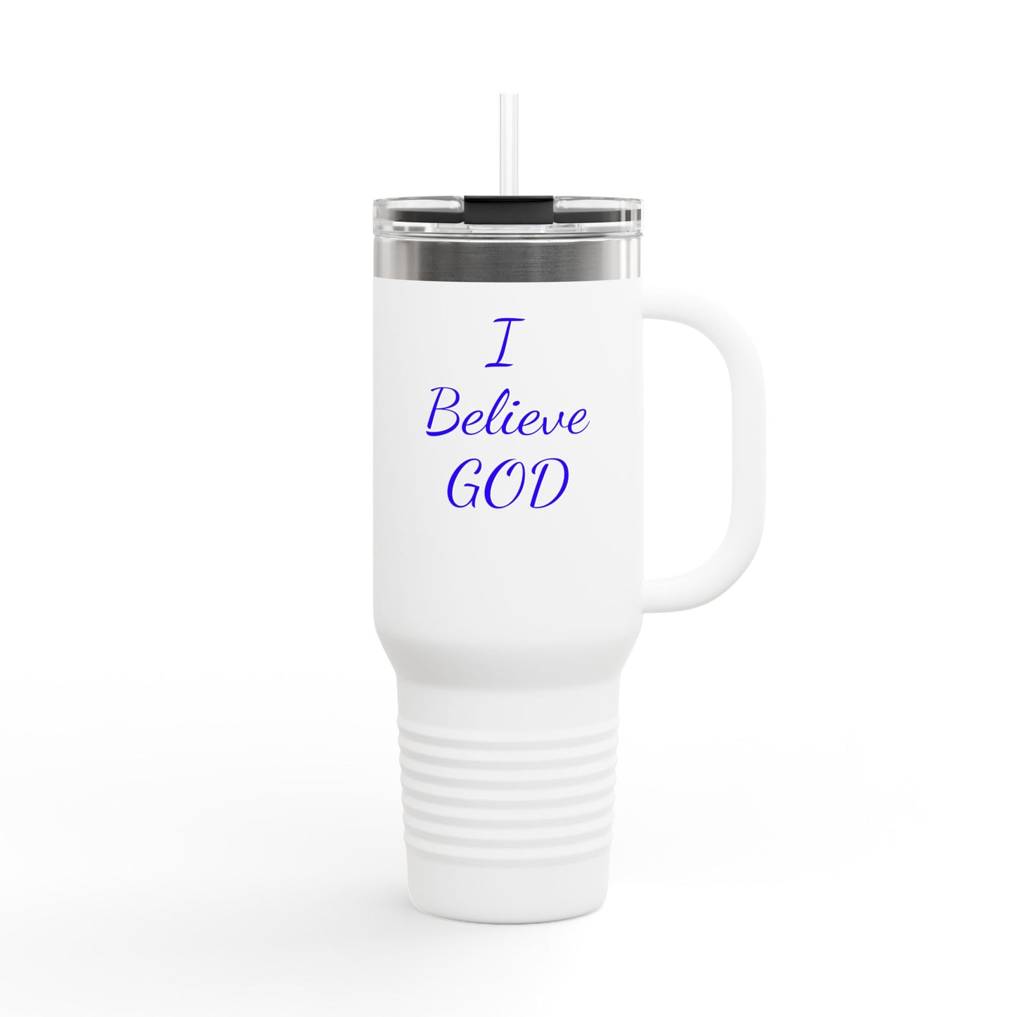 Faith-Inspired Insulated Travel Mug, Perfect for On-the-Go Sips, Gift for Believers, 40oz Coffee Cup for Road Trips, I Believe God