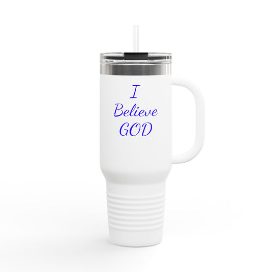 Faith-Inspired Insulated Travel Mug, Perfect for On-the-Go Sips, Gift for Believers, 40oz Coffee Cup for Road Trips, I Believe God