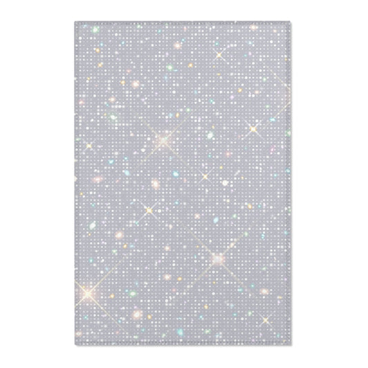 Sparkling Stars Area Rug, Cosmic Home Decor, Living Room Carpet, Bedroom Rug, Shimmering Floor Mat, Celestial Gift Idea