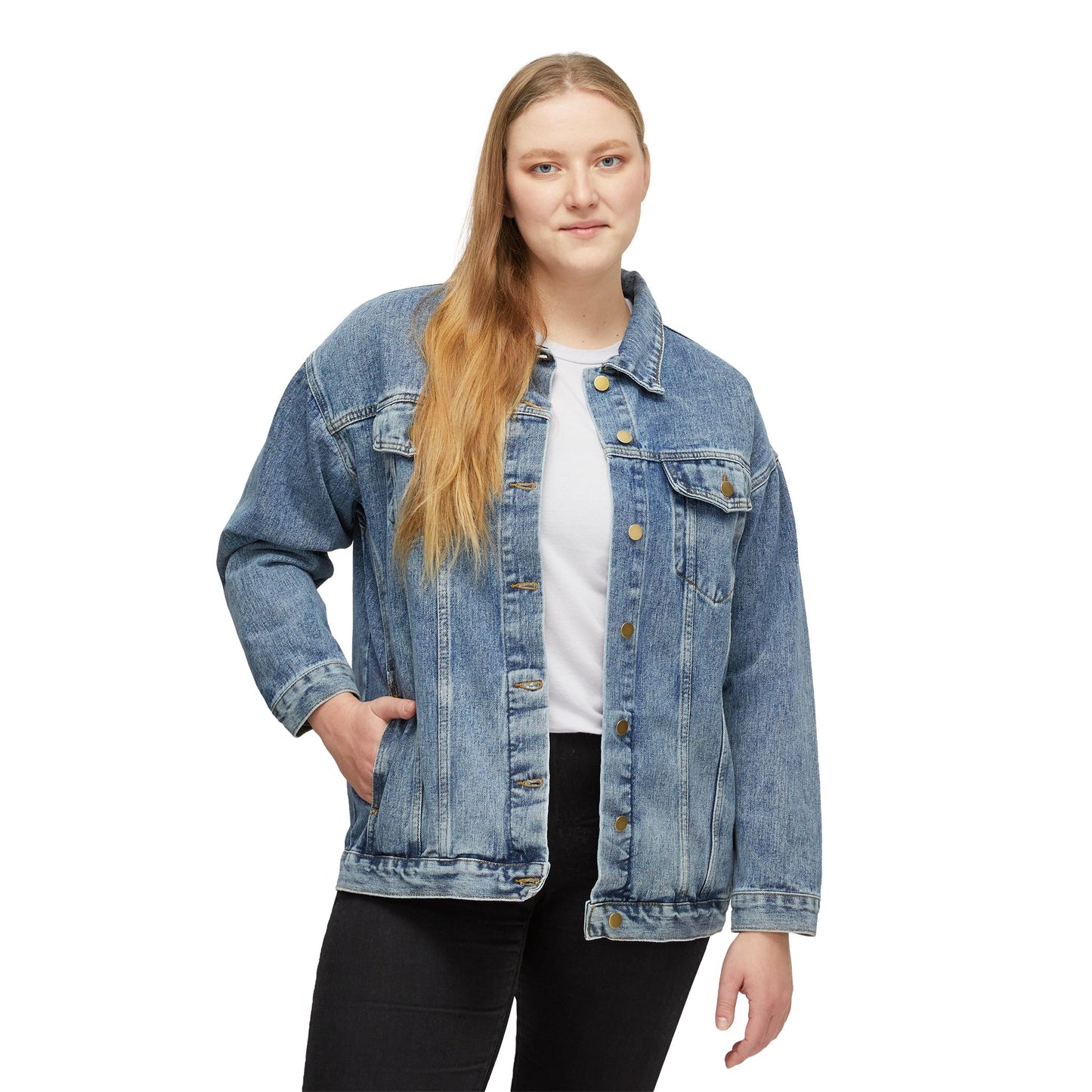 Chic Women's Denim Jacket - (Design is on the back!)