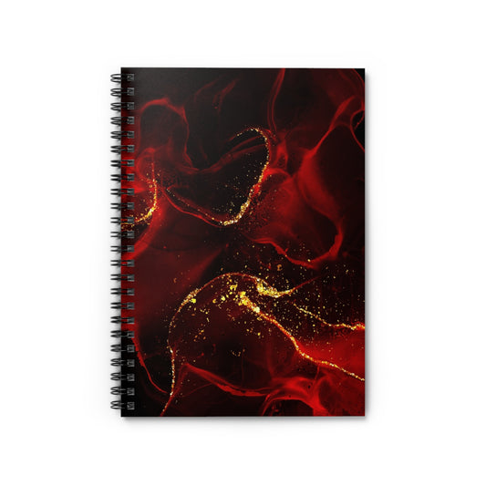 Elegant Red Spiral Notebook - Perfect for Journaling, Sketching, Gift for Writers, Students, Holiday Present, Gold Accents