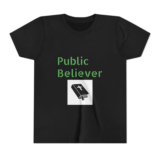 Public Believer Youth Tee | Christian Youth Shirt | Faith-Based Gift | Casual Wear | Sunday School Outfit | Inspirational Top
