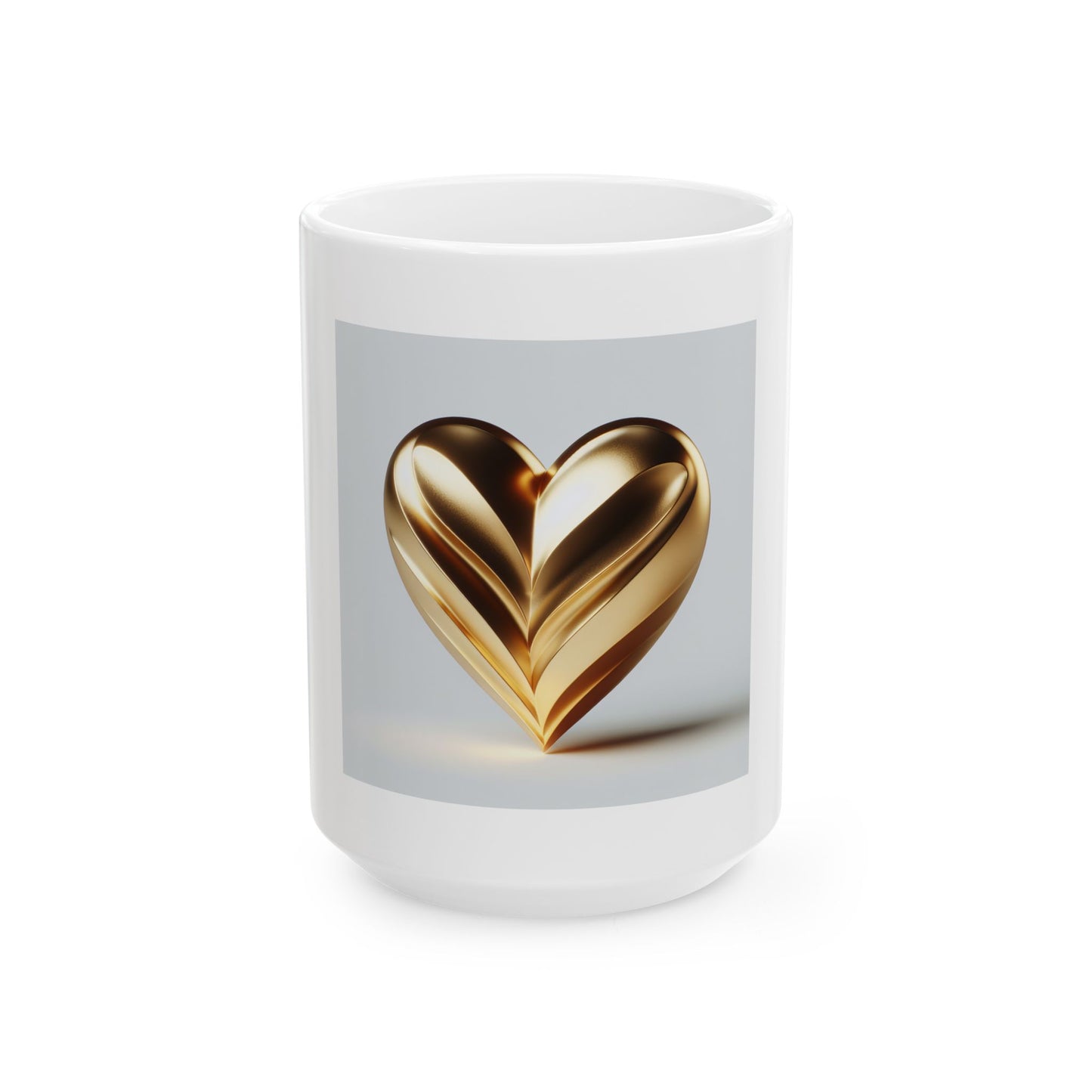Golden Heart Ceramic Mug | Inspirational Gift, Custom Coffee Mug, Valentine's Day, Home Decor, Unique Present