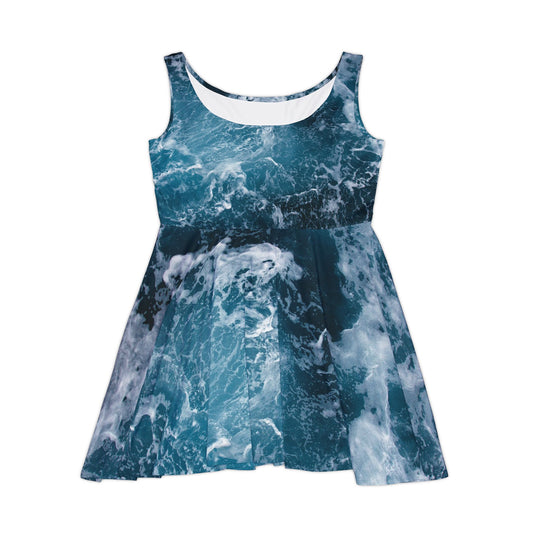 Ocean Wave Skater Dress for Women