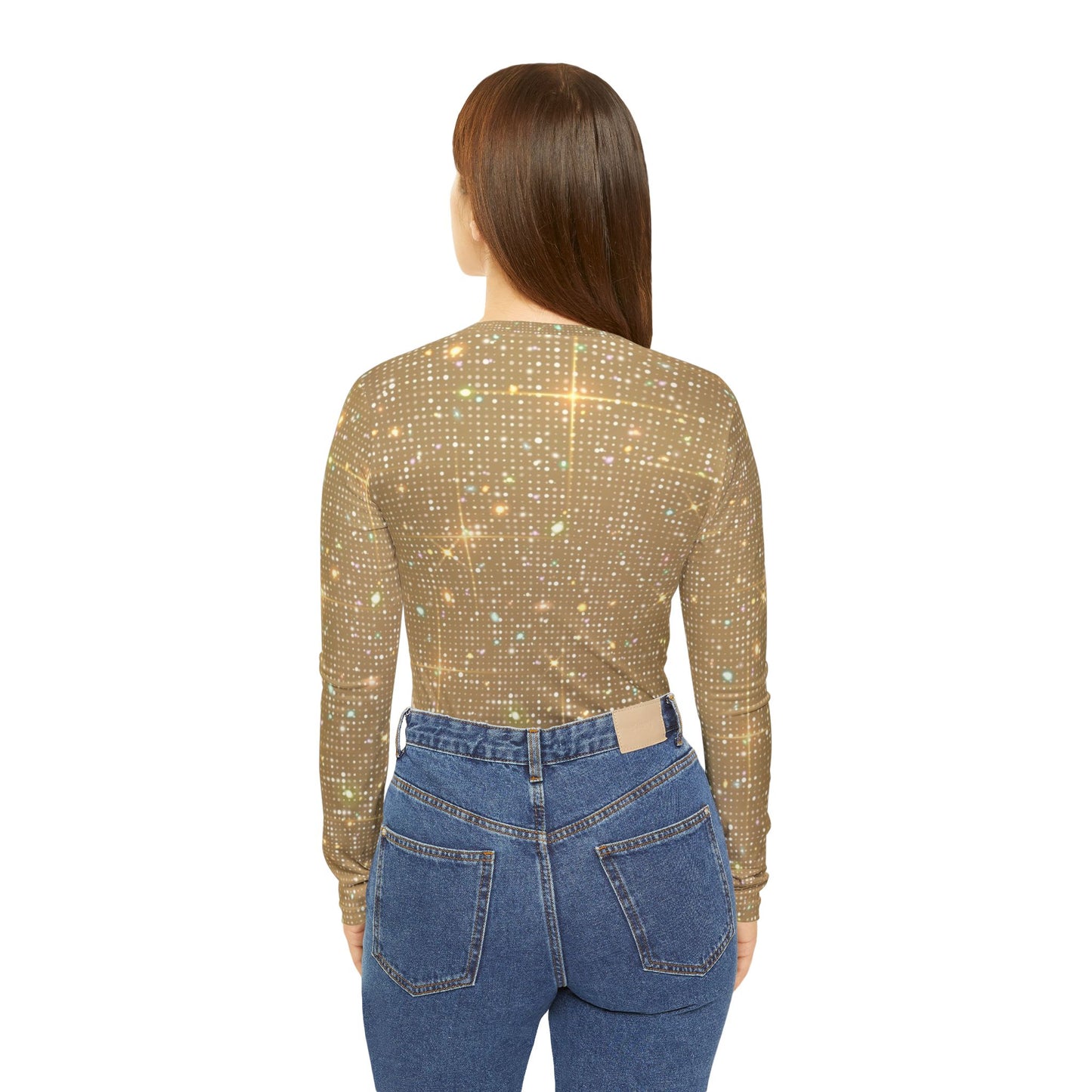 Sparkling Long Sleeve V-Neck Shirt - Women's AOP, Stylish Top, Casual Wear, Holiday Outfit, Gift for Her