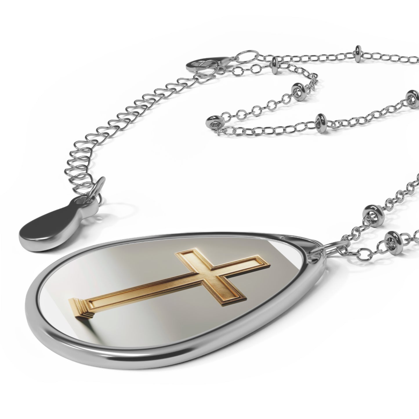 Faith-Inspired Oval Necklace, Religious Jewelry, Christian Gift, Cross Pendant, Spiritual Necklace, Everyday Accessory