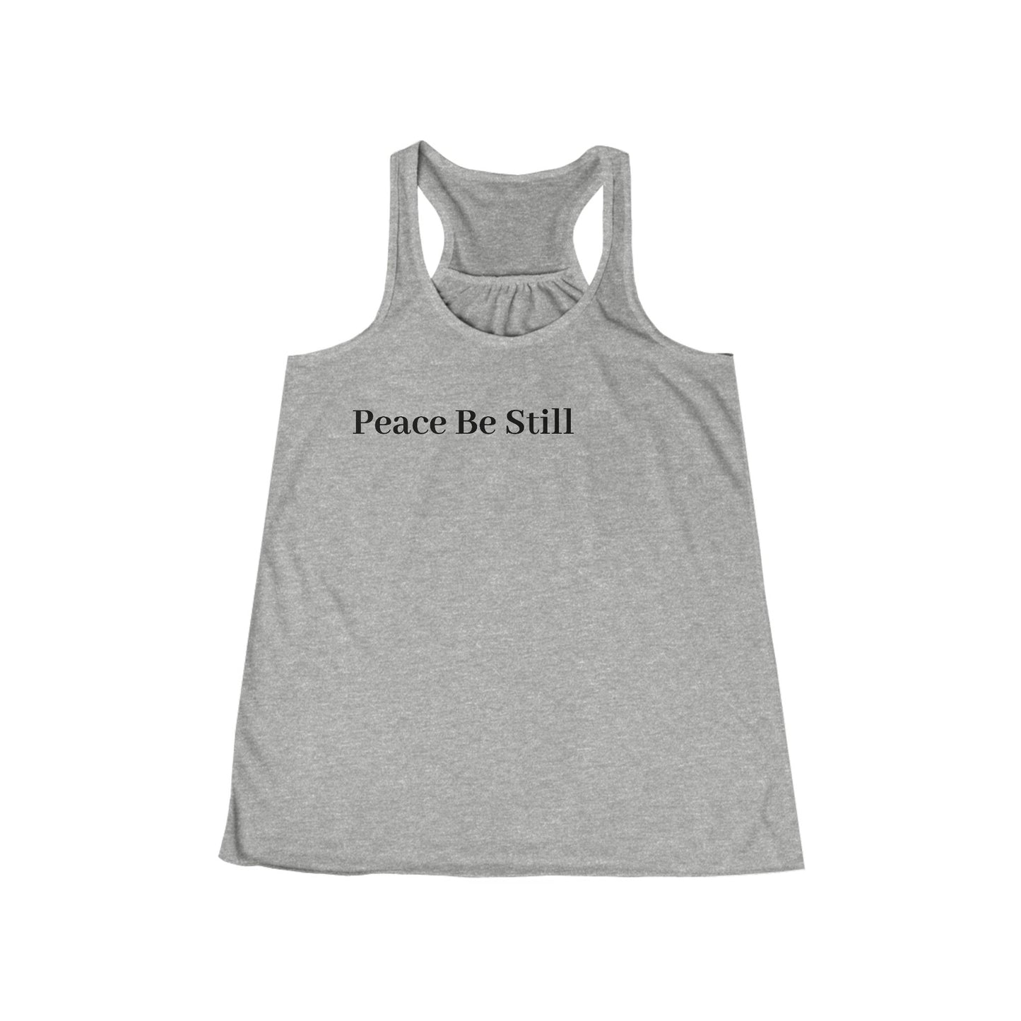 Women's Flowy Racerback Tank with 'Peace Be Still' Design – Perfect for Yoga, Casual Outings, Summer Days, Mindfulness, and Relaxation