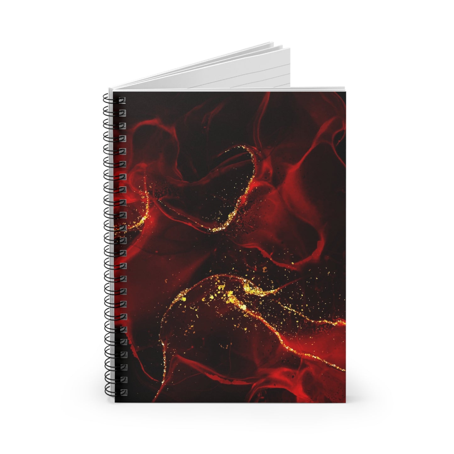 Elegant Red Spiral Notebook - Perfect for Journaling, Sketching, Gift for Writers, Students, Holiday Present, Gold Accents