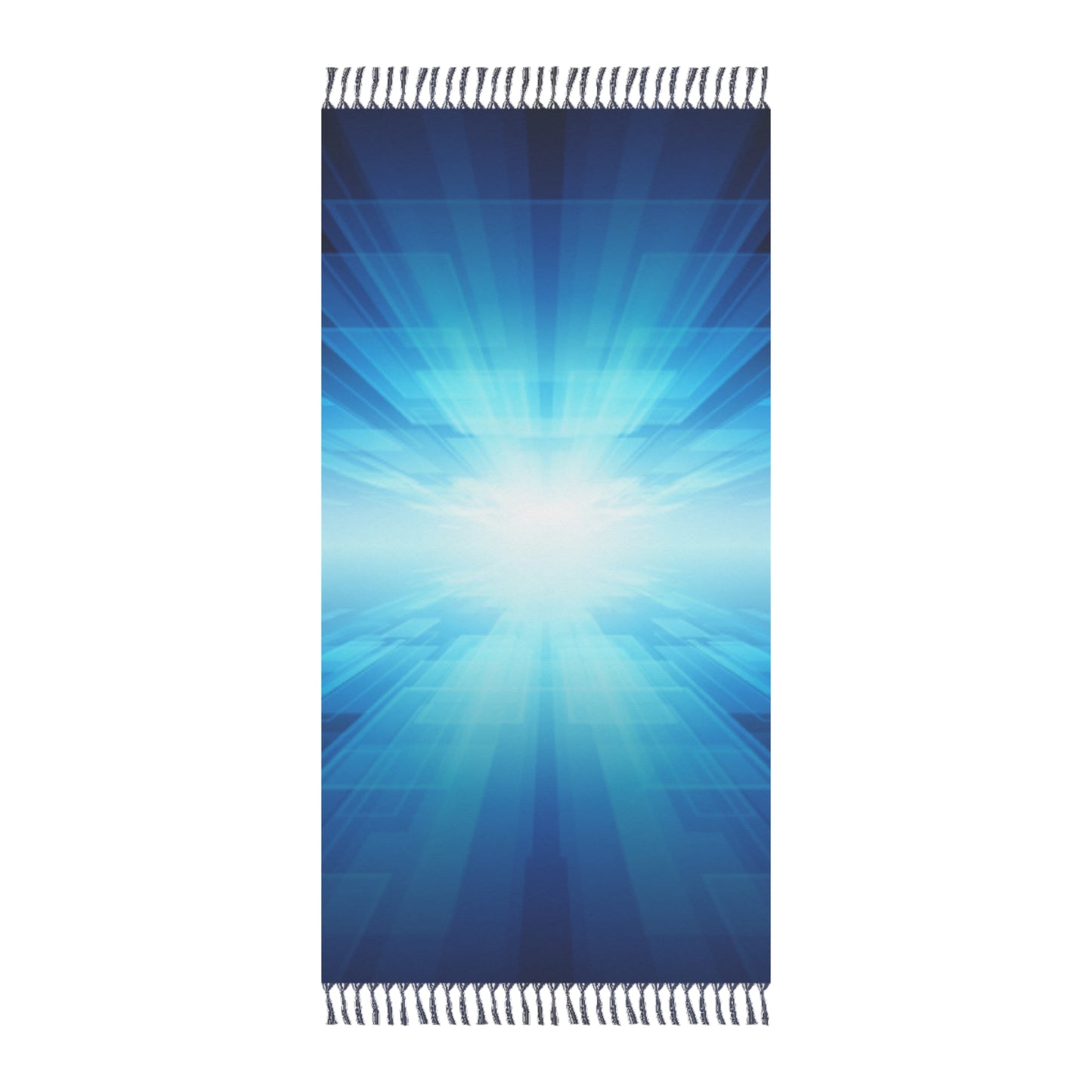 Boho Beach Towel, Vibrant Blue Gradient Spa Towel, Summer Pool Accessory, Bohemian Oasis Gift, Elegant Beach Decor