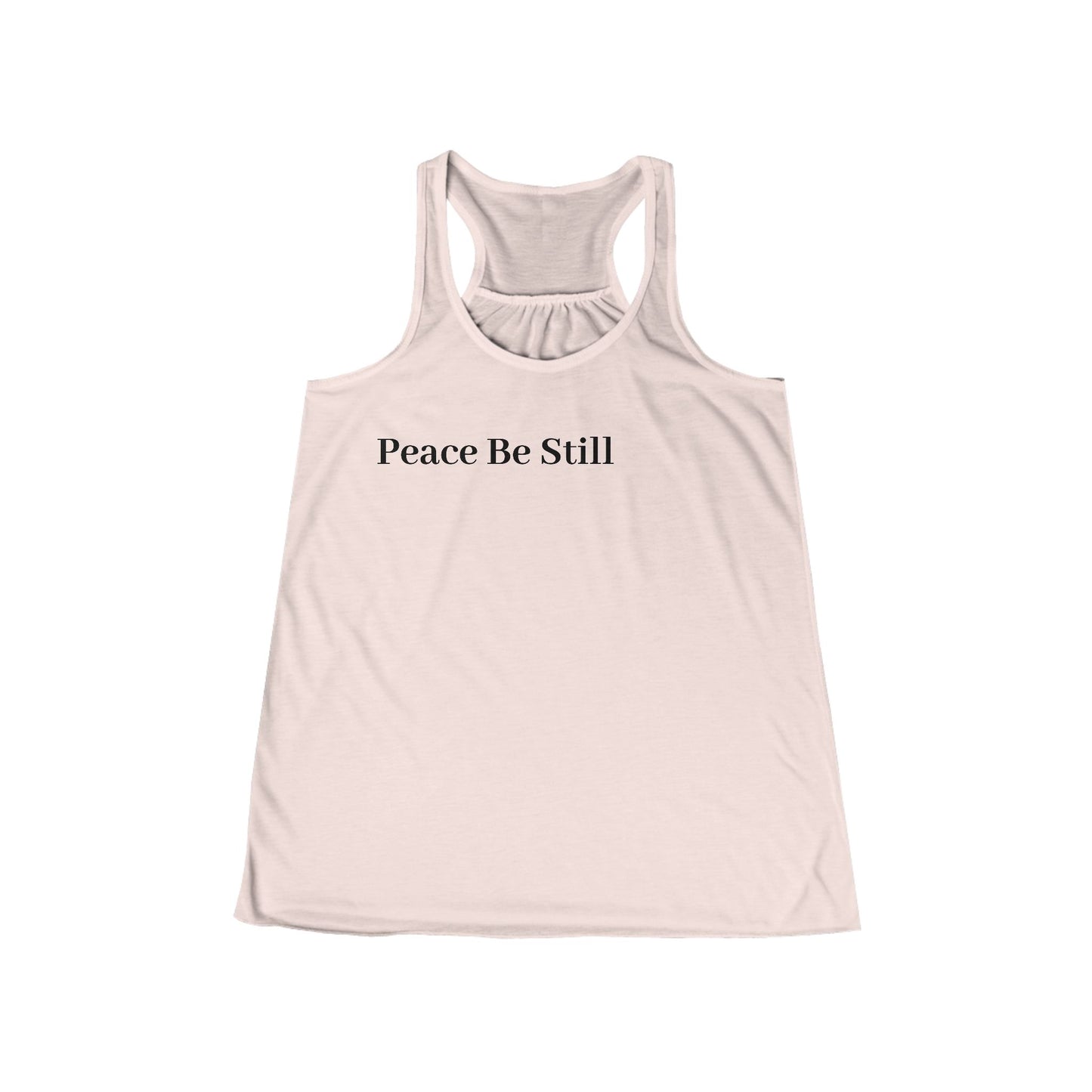 Women's Flowy Racerback Tank with 'Peace Be Still' Design – Perfect for Yoga, Casual Outings, Summer Days, Mindfulness, and Relaxation