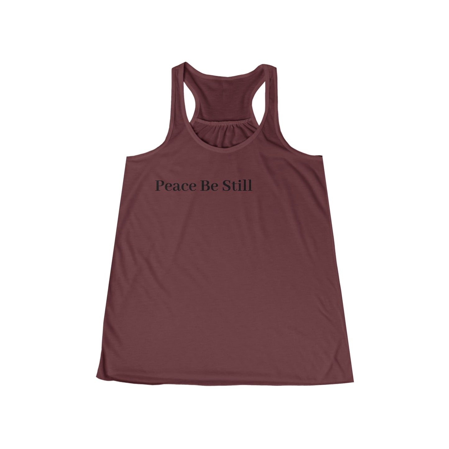 Women's Flowy Racerback Tank with 'Peace Be Still' Design – Perfect for Yoga, Casual Outings, Summer Days, Mindfulness, and Relaxation