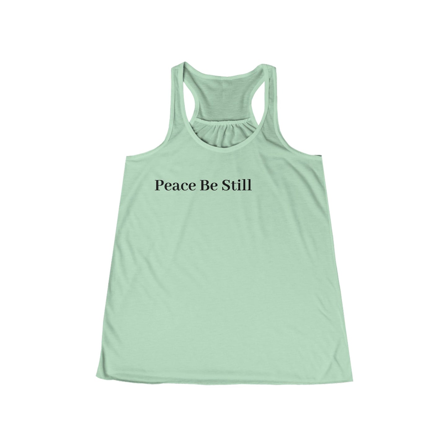 Women's Flowy Racerback Tank with 'Peace Be Still' Design – Perfect for Yoga, Casual Outings, Summer Days, Mindfulness, and Relaxation