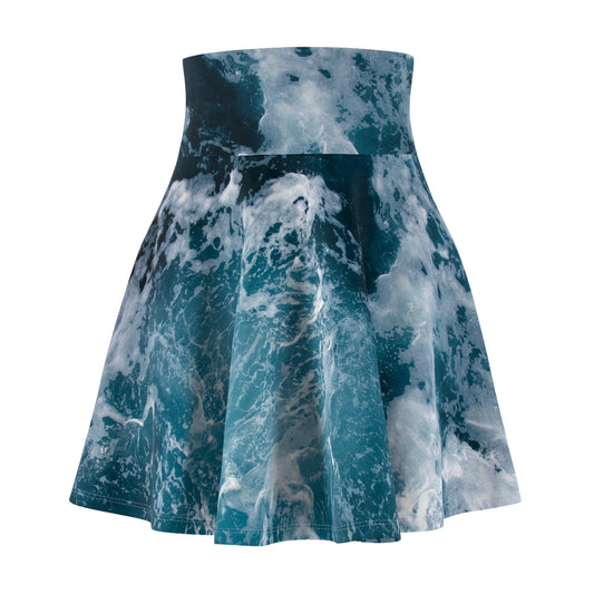 Ocean Waves Women's Skater Skirt, Summer Fashion, Beach Outfit, Casual Wear, Gift for Her, AOP Print Skirt