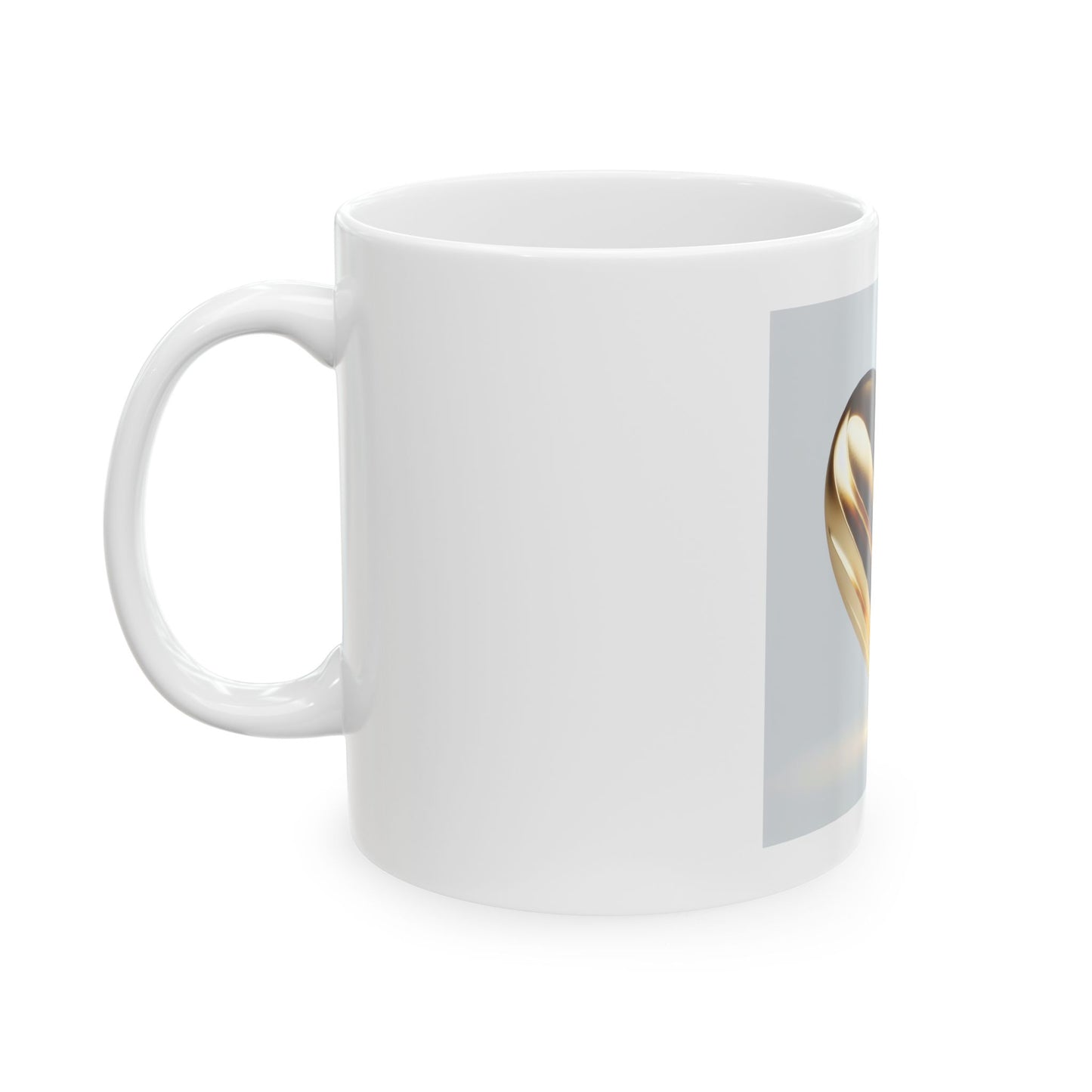 Golden Heart Ceramic Mug | Inspirational Gift, Custom Coffee Mug, Valentine's Day, Home Decor, Unique Present