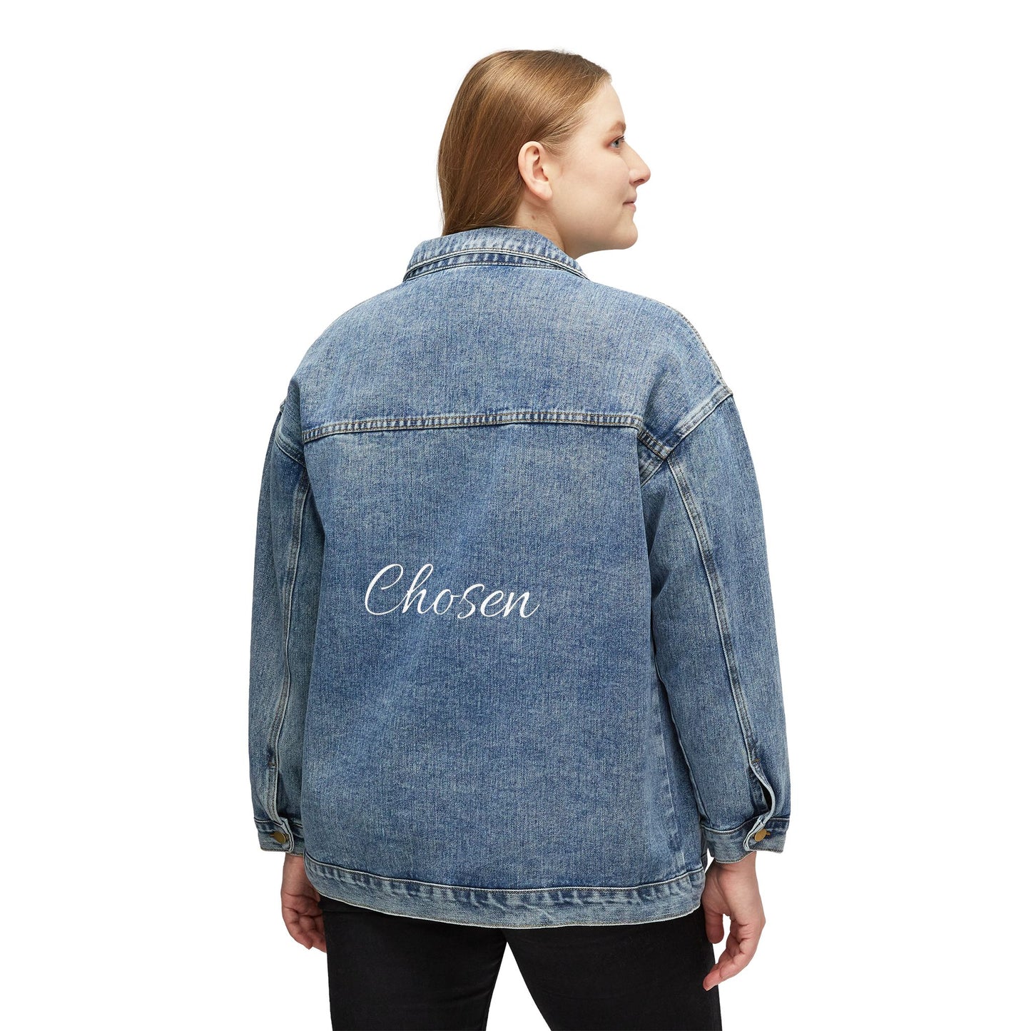 Chic Women's Denim Jacket - (Design is on the back!)
