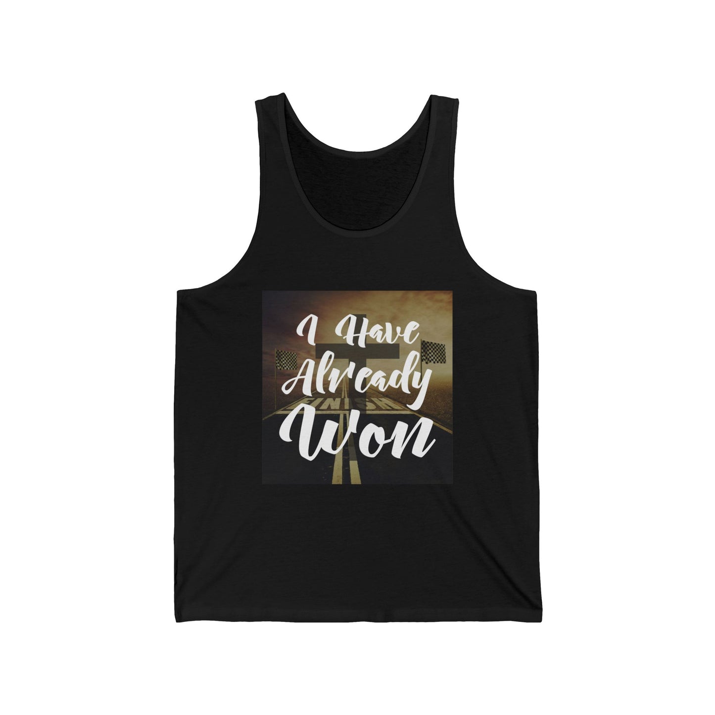 Inspirational Unisex Jersey Tank - I Have Already Won, Motivational Apparel, Fitness Gear, Summer Top, Gift for Achievers