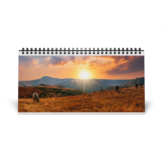 2025 Desktop Calendar - Scenic Nature Photography, Home Office Decor, Gift for Organization, Yearly Planner, Rustic Style