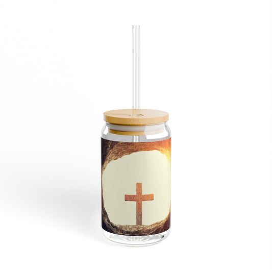 Faith-Inspired Sipper Glass, 16oz with Cross Design - Eco-Friendly Drinkware for Daily Inspiration, Christian Gifts, Church Events, [...]