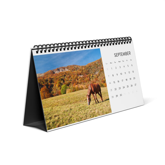 2025 Desktop Calendar - Scenic Nature Photography, Home Office Decor, Gift for Organization, Yearly Planner, Rustic Style