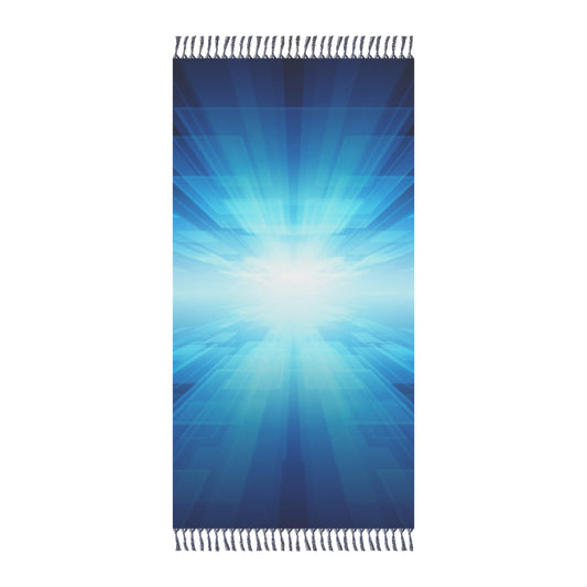 Boho Beach Towel, Vibrant Blue Gradient Spa Towel, Summer Pool Accessory, Bohemian Oasis Gift, Elegant Beach Decor
